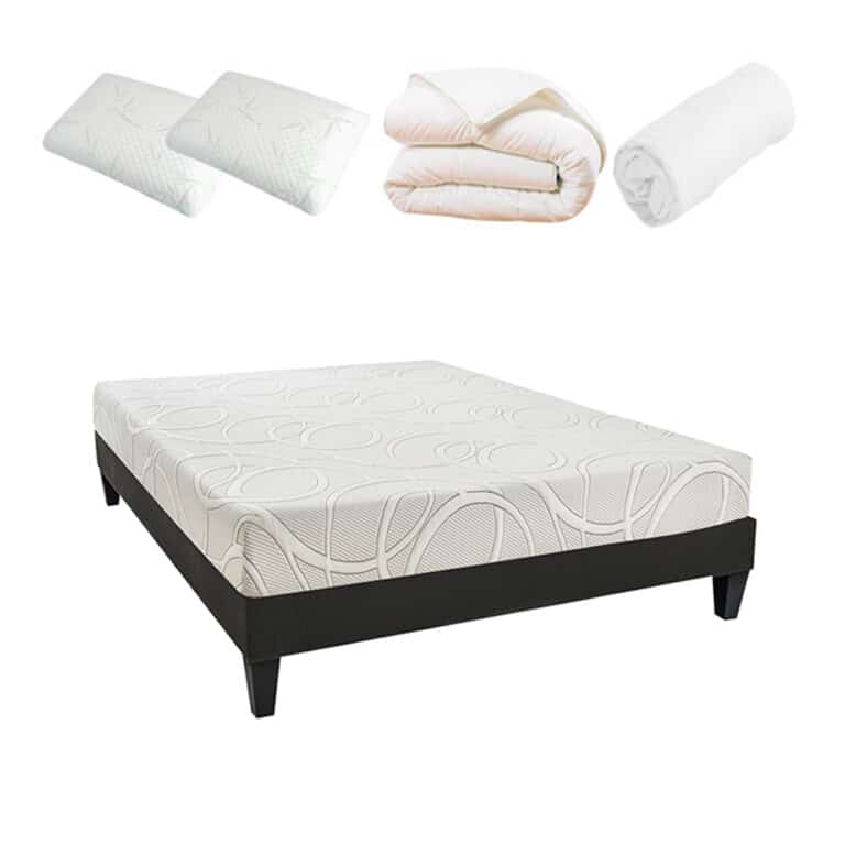Pack Matelas + Sommier + Pieds + Couette + Oreiller + Protection L'Adulateur
