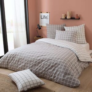 Housse de couette percale de coton 80 fils DDM Beige/Gris