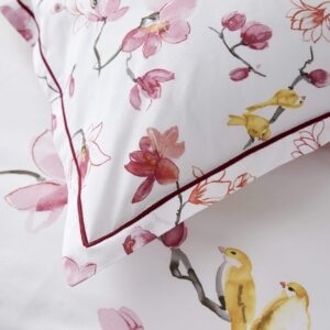 Taie d'oreiller percale de coton 80 fils Elena Rose/Nil