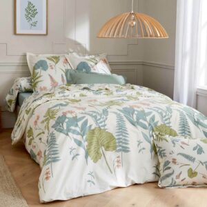 Housse de couette percale de coton 80 fils Feerie sauge