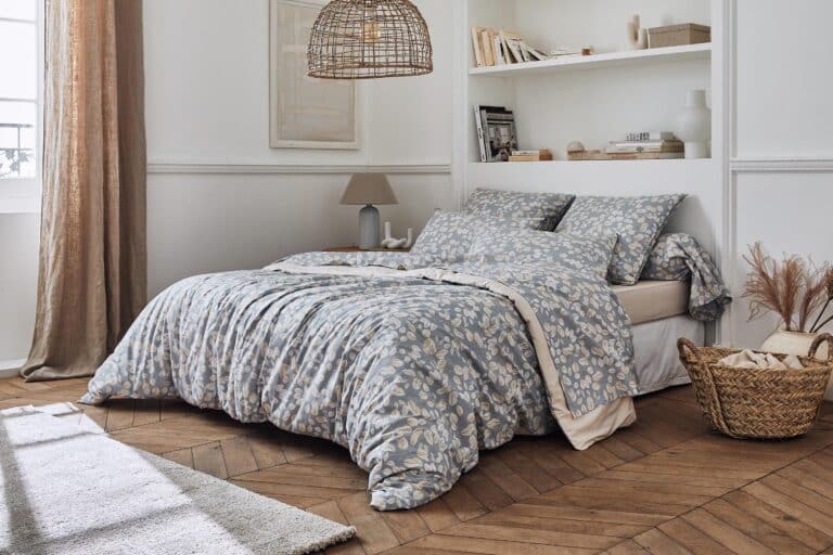 Housse de couette percale de coton 80 fils Lison gris