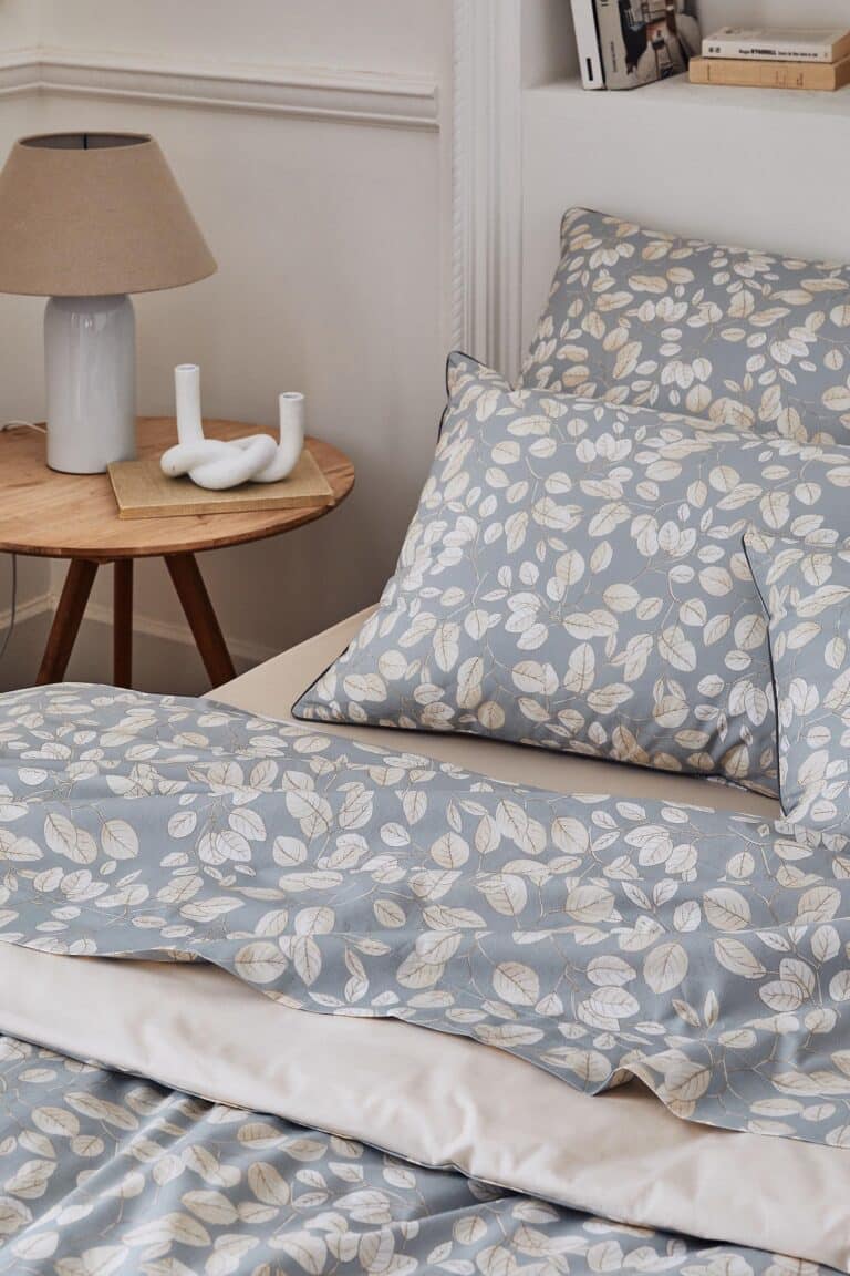 Housse de couette percale de coton 80 fils Lison gris – Image 2