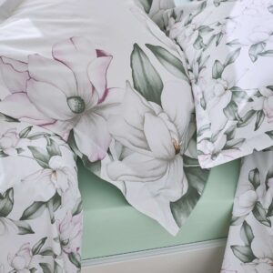 Taie d'oreiller percale de coton 80 fils Magnolia Sauge