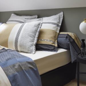 Taie d'oreiller percale de coton 80 fils Marlow Acier/Miel