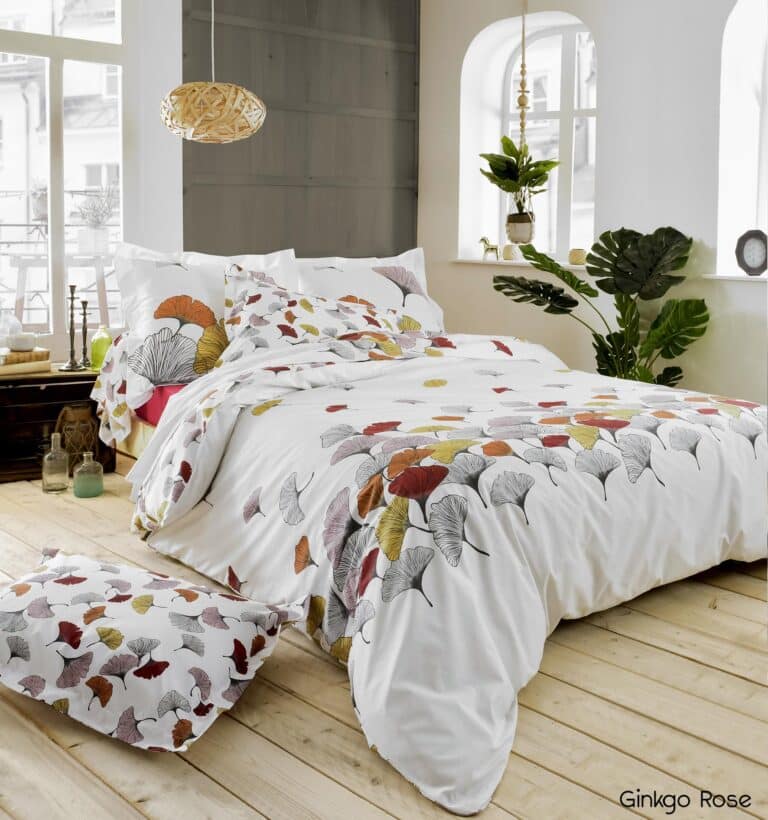 Housse de couette percale de coton 80 fils Ginkgo Rose