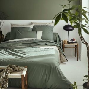 Housse de couette percale de coton 80 fils Noa Kaki